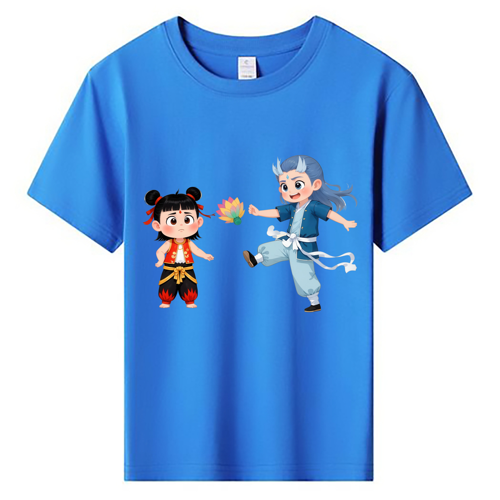 （画像用） Ne Zha 2 ナタ 魔童の大暴れ 綿100％キッズTシャツ（フロントプリント）